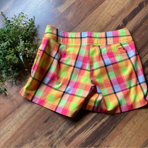 Slazenger Size 2 Multicolor Neon Plaid Women's Golf Shorts - Picture 4 of 6